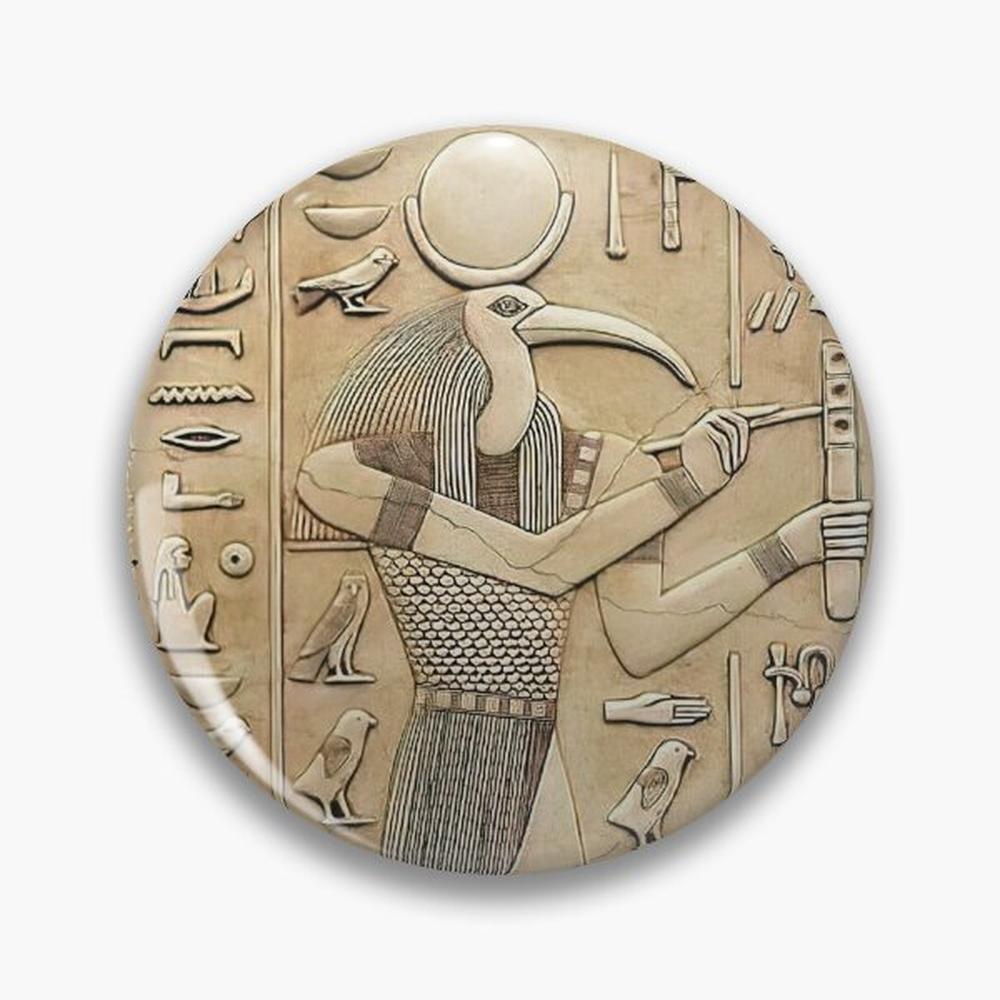 Embroidery Icon - Ancient Egyptian God Thoth Pin Buttons