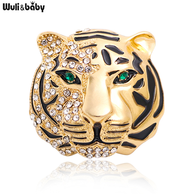 Embroidery Fonts - Wuli&baby Big Brand Rhinestone Tiger Brooches