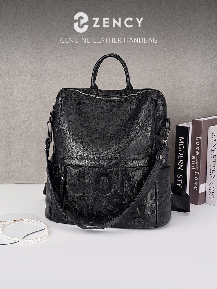 Embroidery Font - Zency Premium Genuine Leather Letter Backpack