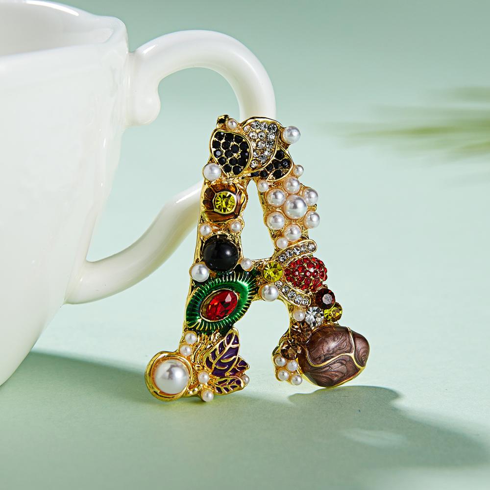Fashion Enamel Pearl Rhineston - Embroidery Letter M review and price