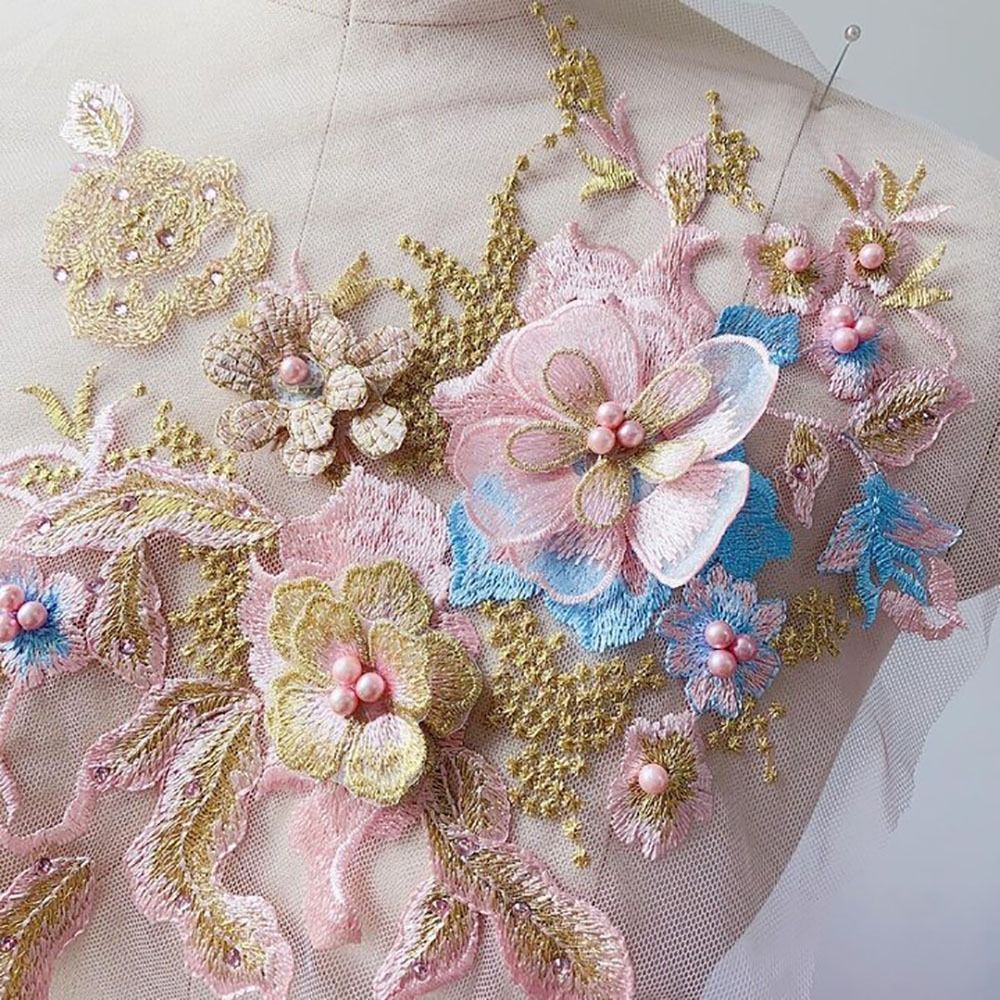 3D Flowers Beaded Lace Fabrics - Embroidery Flower Pattern review and price