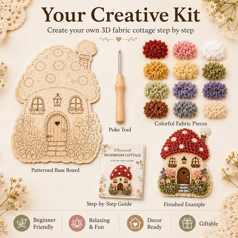 3D Mushroom House Poke Art DIY - Embroidery Kit review and price