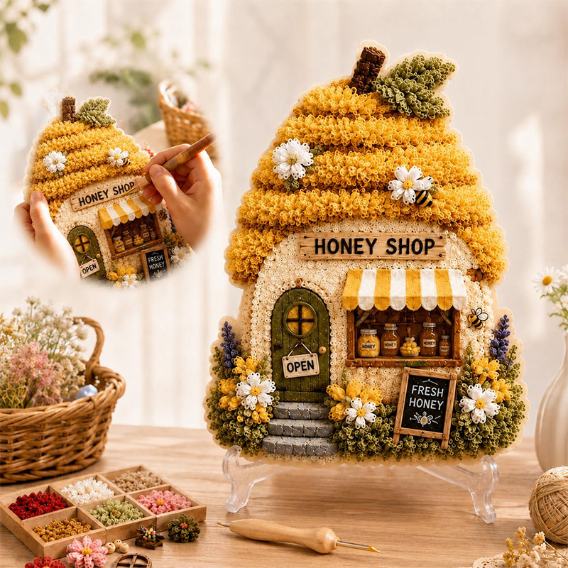 3D Mushroom House Poke Art DIY - Embroidery Kit review and price