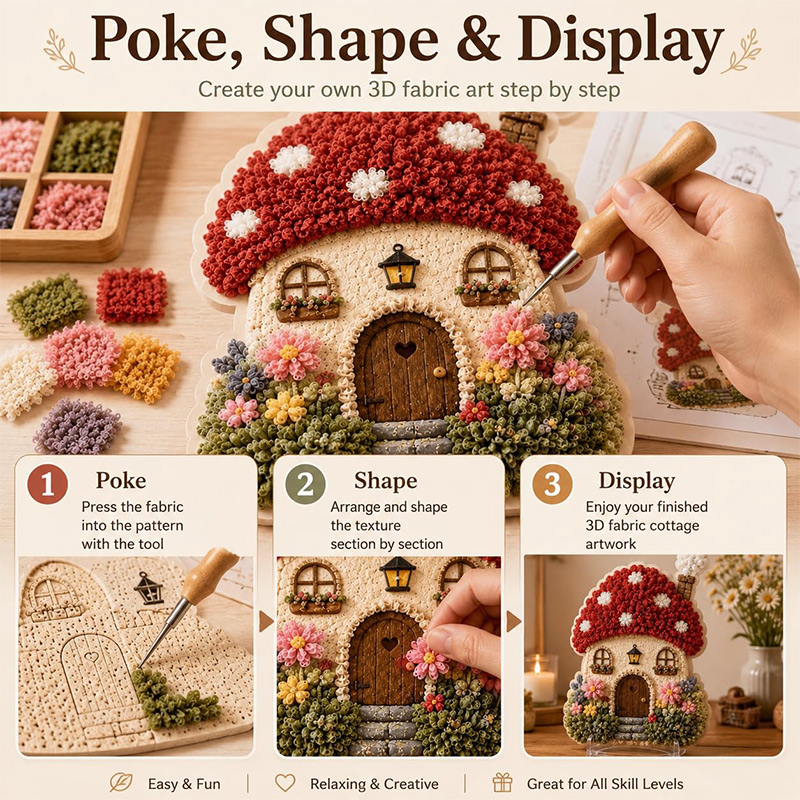 3D Mushroom House Poke Art DIY - Embroidery Kit review and price