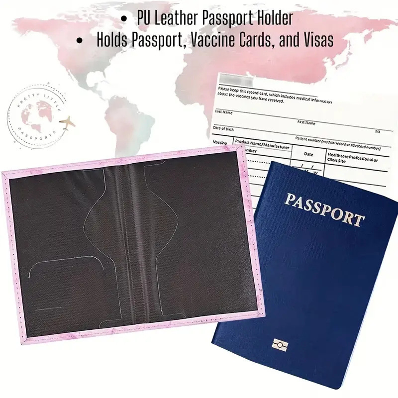 Pink PU Leather Passport Holde - Embroidery Font review and price