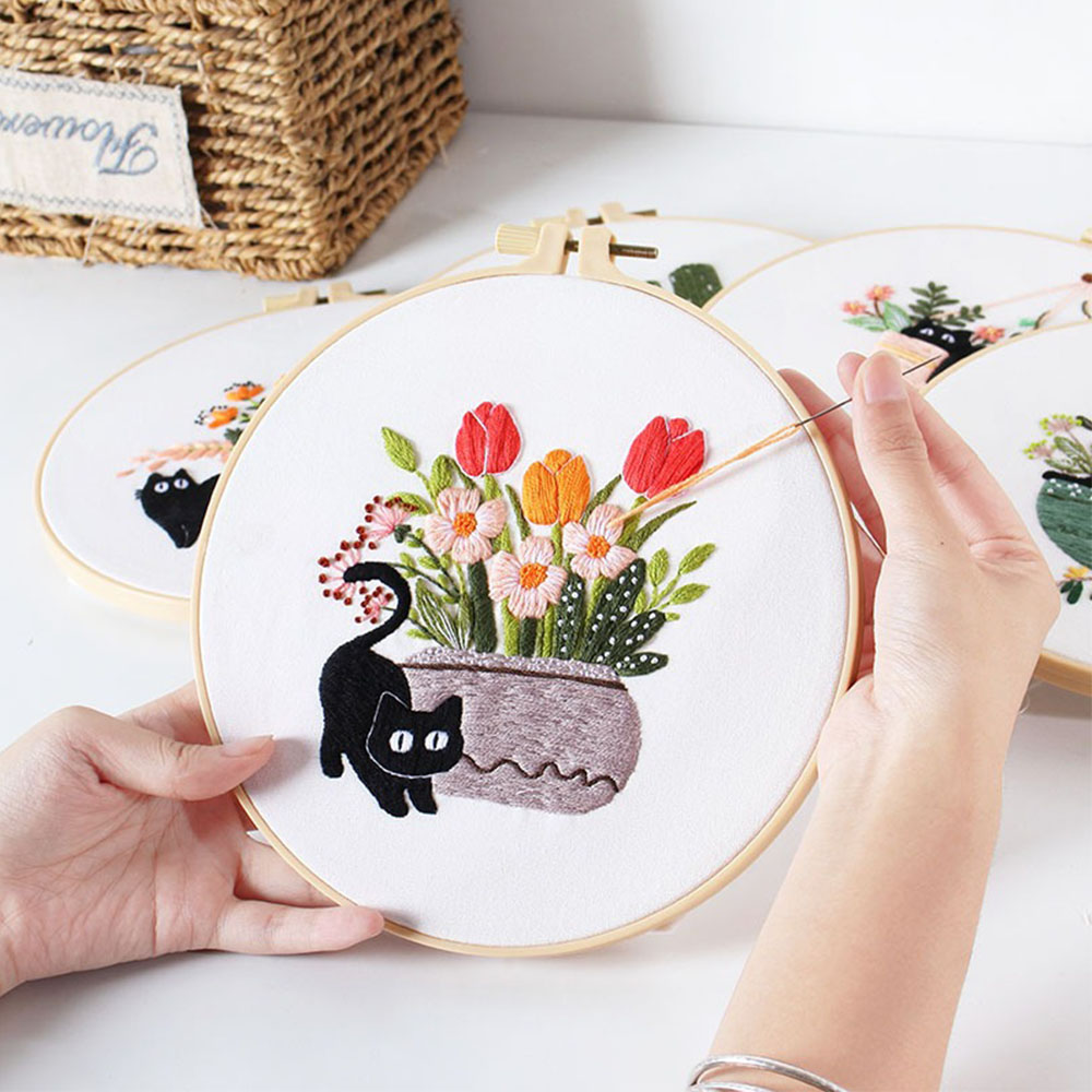 Embroidery Kit with Black Cat  - Embroidery Ideas For Bags review and price