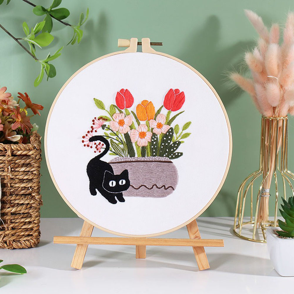 Embroidery Kit with Black Cat  - Embroidery Ideas For Bags review and price