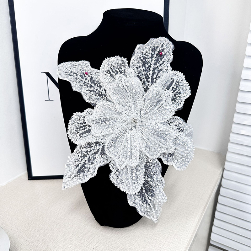 White Lace Sequin Beaded Flowe - Embroidery Flower Pattern review and price